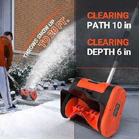 VOLTASK Cordless Snow Shovel, 20V 10-Inch 4-Ah Cordless Snow Blower, Battery Snow Blower with Adjustable Front Handle (4-Ah Battery ＆ Quick Charg