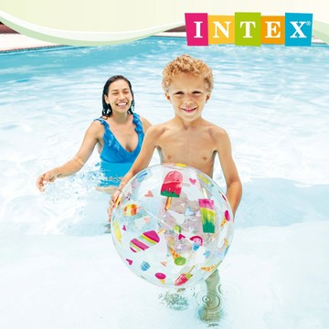 【INTEX】熱帶風沙灘球直徑51cm(隨機出貨)適用3歲+ 泳圈/浮排 15130390(59040)