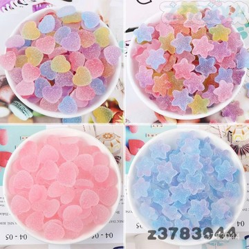 台灣出貨 奶油膠 配件 仿真軟糖愛心五角星DIY奶油膠手機殻材料髮夾飾品配件滴膠史萊姆