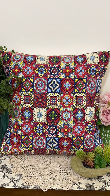 歐式風格红色彩色瓷抱枕靠枕靠墊枕套