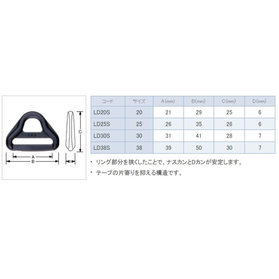 YKKテープアジャスタープラスチックDカン　LD25S