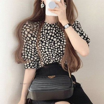 ブラウス レディース 40代 春夏新作 オシャレブラウス 花柄シャツ 半袖トップス パフスリーブブラ 通販 Lineポイント最大get Lineショッピング