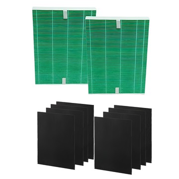 PUREBURG 高效HEPA濾網 2片 + 前置黑色免裁剪活性碳濾網 8片 適用綠淨力立式/AP-1216/AP-1216L/AP-1216HH  單一商品  1組