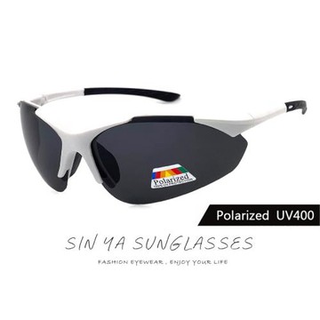 【SINYA】Polarized運動太陽眼鏡 頂規強化偏光鏡片 白框灰片 僅20g輕量 N713  防眩光/防撞擊/抗UV400