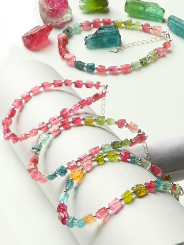 親寶水晶天然冰透碧璽原礦手鏈女款 S925銀含藍碧璽掌柜福利回饋