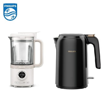 PHILIPS 1.5L不鏽鋼煮水壺 (HD9389/80)+破壁營養冷熱豆漿調理機(HR2038/30)