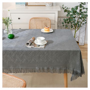 Hoom天森生活 編織奶茶桌布  130 x 180cm  灰色  1個