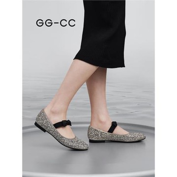 【何泓姍同款】GGCC夏季吉光片羽芭蕾單鞋女平底一字型瑪麗珍鞋