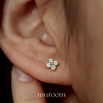 四葉草耳飾【100% 純銀耳環】muroom s999 抗過敏耳環 [M09]