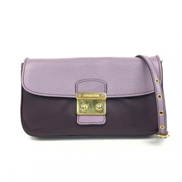 miu miu紫色撞色皮革金屬釦肩揹包