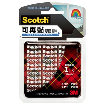 【史代新文具】3M R100(S) 可再黏雙面膠片(18片入)