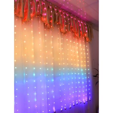 幻彩彩虹窗簾燈臥室房間主播背景氛圍彩燈閃燈串燈掛窗戶婚慶銅線