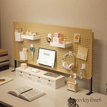 立式桌面洞洞板置物架 金屬鐵藝免打孔收納整理架子 桌上洞洞板儲物架 桌面洞洞板展示架 磁吸洞洞板
