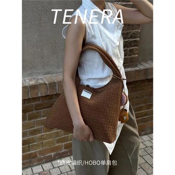 TENERA環保素皮購物袋大容量單肩斜挎純色百搭通勤手提單肩包小眾