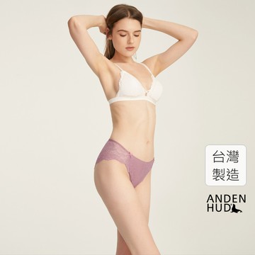 【Anden Hud】經典純色．訂製高衩中腰三角內褲(復古玫瑰) 純棉台灣製