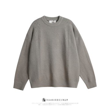 日系簡約針織衫男秋冬季cityboy圓領套頭衫情侶休閑毛衣男潮上衣