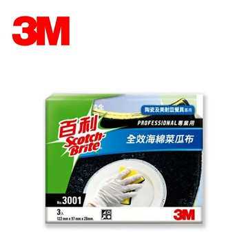 3M 百利3001全效海綿菜瓜布 3片一包 專業級