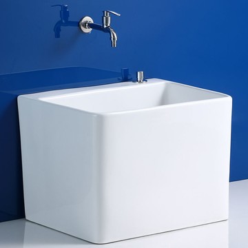 陶瓷落地式洗拖把池家用矮拖布池陽臺墩布池衛生間洗衣池35高戶外 b8031