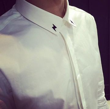 韓國 ZNIF 閃電 刺繡 高質感襯衫