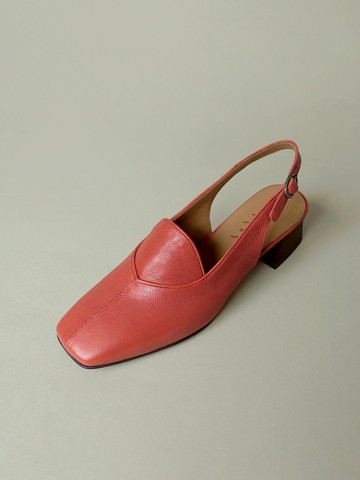 Block Heel Slingback Loafers_Scarlet