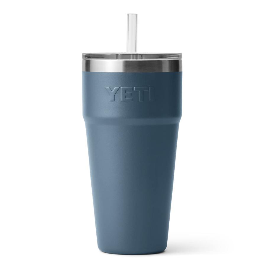 YETI Rambler 26オンス ストローカップ ストロー蓋付き 真空断熱 ステンレス製、ノルディックブルー