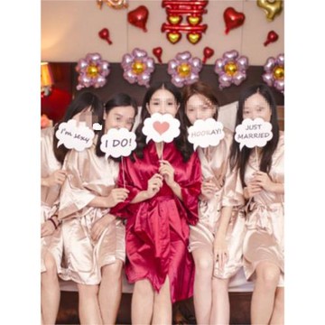 新娘袍晨袍女士睡袍婚禮化妝伴娘團結婚和服性感浴袍長袖睡衣女秋