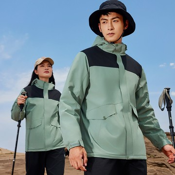 【夏日爆款】三閤一衝鋒衣男女衕款可拆卸抓絨內膽戶外情侶款兩件套登山服外套滑雪服