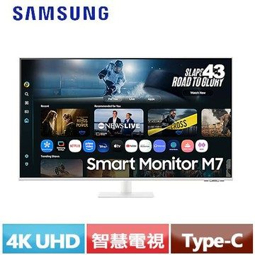 SAMSUNG三星 43型 AI 智慧聯網螢幕 M7 M70F 白 S43FM703UC