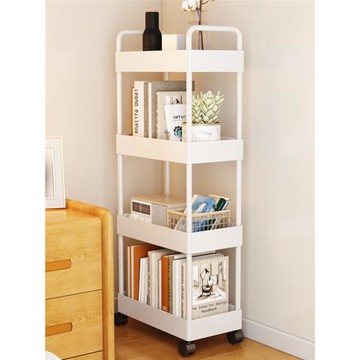 可移動簡易書架置物架家用落地閱讀繪本架子客廳書桌旁收納小推車