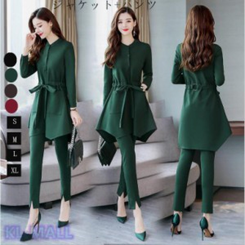 レディース セットアップ 2点セット 韓国風 秋冬 30代40代 フォーマル 卒業式 入学式 セレモニースーツ ロングコート+ス 韓国風レディース セットアップ 2点セット 秋冬 30代40代 フォーマル