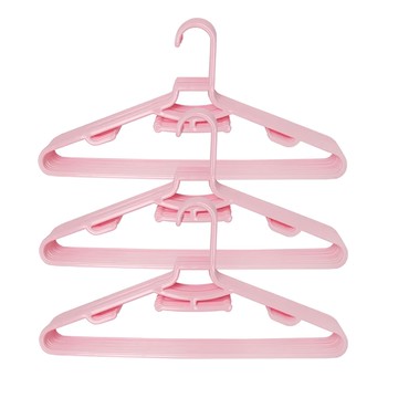 AXIS 艾克思 省空間扁形多功能乾溼兩用塑膠衣架 櫻花粉  1組