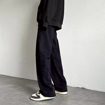 【T-2】🖤S-5XL 黑色牛仔褲男 大碼牛仔褲 夏季薄款鬆緊腰牛仔褲男 潮牌 寬鬆闊腿褲 黑色直筒褲 百搭純色高街長褲