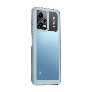 POCO 手機殼 晶透炫彩 POCO X5 5G 四角氣囊防摔保護 軍規軟邊手機殼(天青藍)