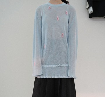 【手工那年的雨】復古中性風格/雨滴手工鉤針針織衫