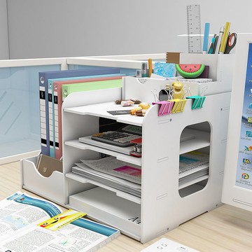 辦公文件架 創意辦公桌面文件架桌上文件夾文件欄收納整理架書立架多層置物架