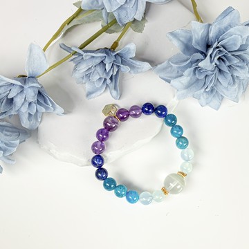 脈輪靈環-天啟 |翠幽靈/紫牙晶/紫水晶/藍磷灰/海藍寶