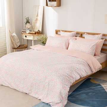 戀家小舖 40支精梳棉 雙人床包被套組 花花夢境  枕套45 x 75cm x 2件 + 床包152 x 188 x 30cm + 被套182 x 212cm