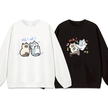 JZ TEE 貓咪-HE HA 重磅刷毛大學T