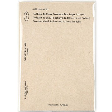 PAPERIAN 生活清單 週計畫本 萬年手帳  1個  自然米色  126 x 182 毫米