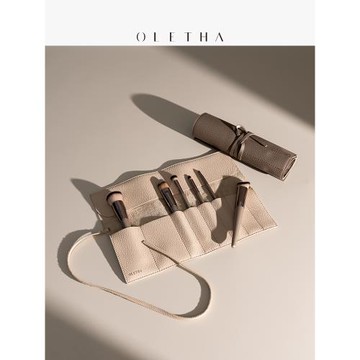 OLETHA新款輕奢皮質化妝刷具專用隨身卷袋旅行便攜防塵收納小包