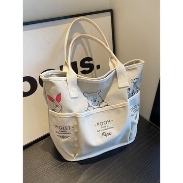 休閑大容量包包女2025新款可愛卡通帆布包單肩托特包媽咪包手提袋