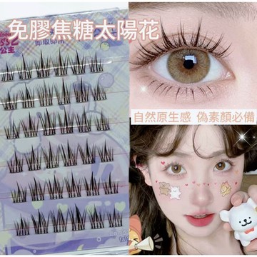 <台灣隔日現貨>新免膠無梗自然仿真上鏡假睫毛大容量小太陽假睫毛山茶花魚尾女青丘狐媽生感睫毛下睫毛有焦糖系列