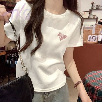 【小個子】白色短款t恤女純色短袖2026夏季新款顯瘦歐貨質感打底體恤上衣潮 夏季短袖T恤 顯瘦上衣 小個子穿搭【TKG】