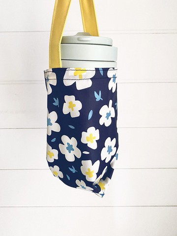 hairmo防潑水飲料手提袋-茉莉花藍(冰壩杯/手搖/保溫瓶/大象杯)