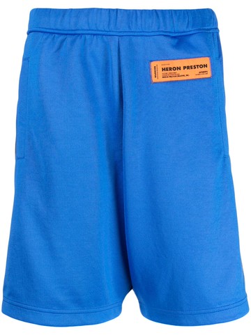 Heron Preston - logo-patch track shorts - men - Cotton/Polyester - XL - Blue