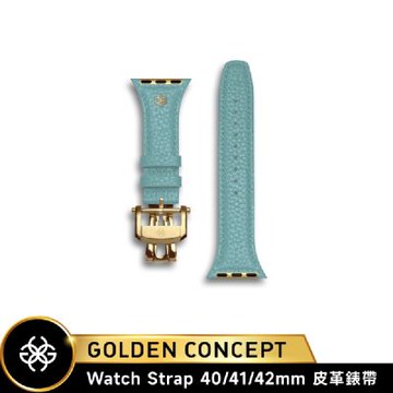 【Golden Concept】APPLE WATCH 41/40/42mm 全粒面義大利皮革錶帶/金框 WSA-FL-LBL-G
