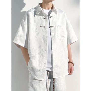 新中式短袖襯衫男2025夏季薄款國風高級感唐裝襯衣半袖外套五分袖