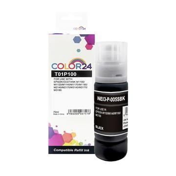 Color24 for EPSON 黑色 T01P100 (70ml增量版) 防水相容連供墨水 / 適用 M1120/ M2140/ M3170/ M1170/ M2170