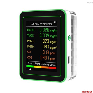 Winn 6 合 1 空氣質量監測儀多功能二氧化碳檢測儀壁掛式空氣質量測試儀,適用於 PM2.5 PM10 CO CO2