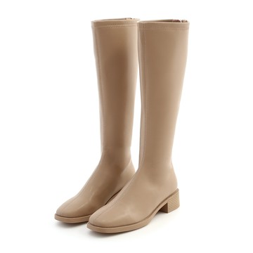 D+AF 好感專屬．中車線設計方頭低跟長靴